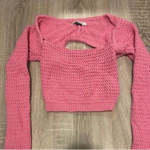 american eagle long sleeve crochet top